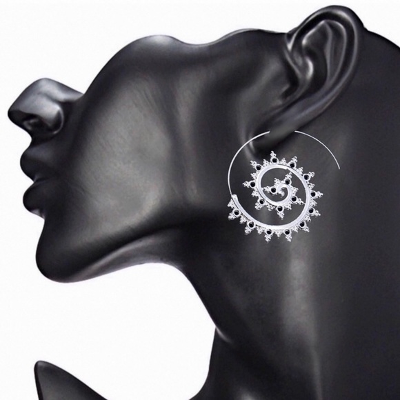 Silver Boho Embellished Ear Wires - Picture 5 of 6